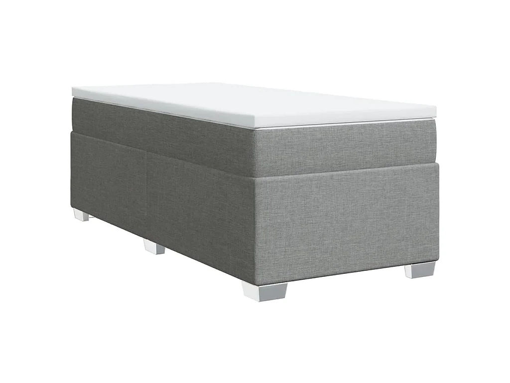 Cama box spring con colchón tela gris claro 90x200 cm