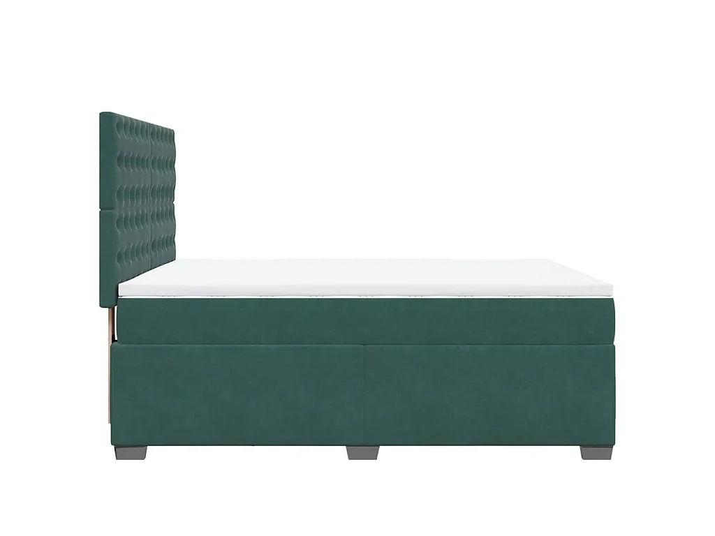 Cama box spring con colchón terciopelo verde oscuro 140x200 cm