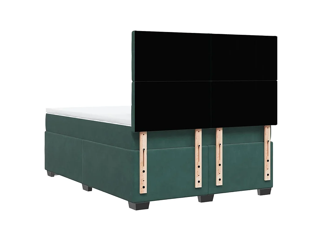 Cama box spring con colchón terciopelo verde oscuro 140x200 cm