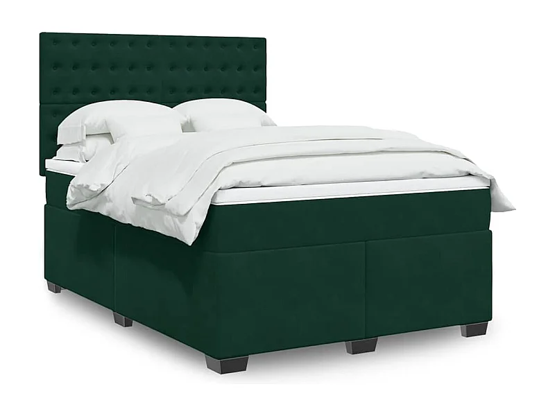 Boxspringbett mit Matratze Dunkelgrün 140x200 cm Samt
