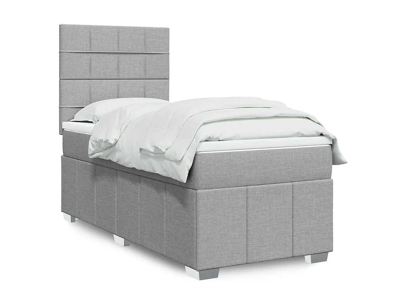 Sommier à lattes de lit et matelas Gris clair 90x190 cm Tissu
