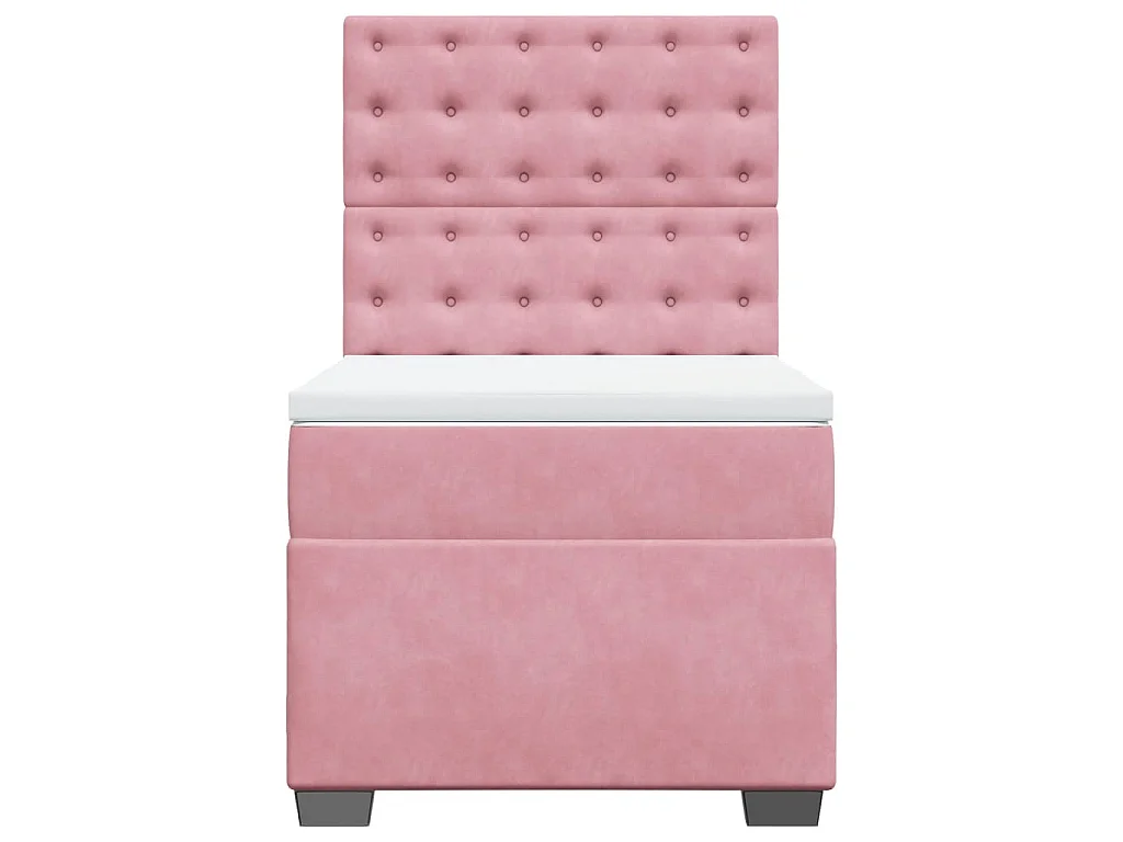Cama box spring con colchón terciopelo rosa 100x200 cm