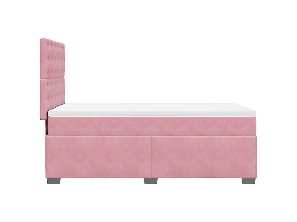 Cama box spring con colchón terciopelo rosa 100x200 cm