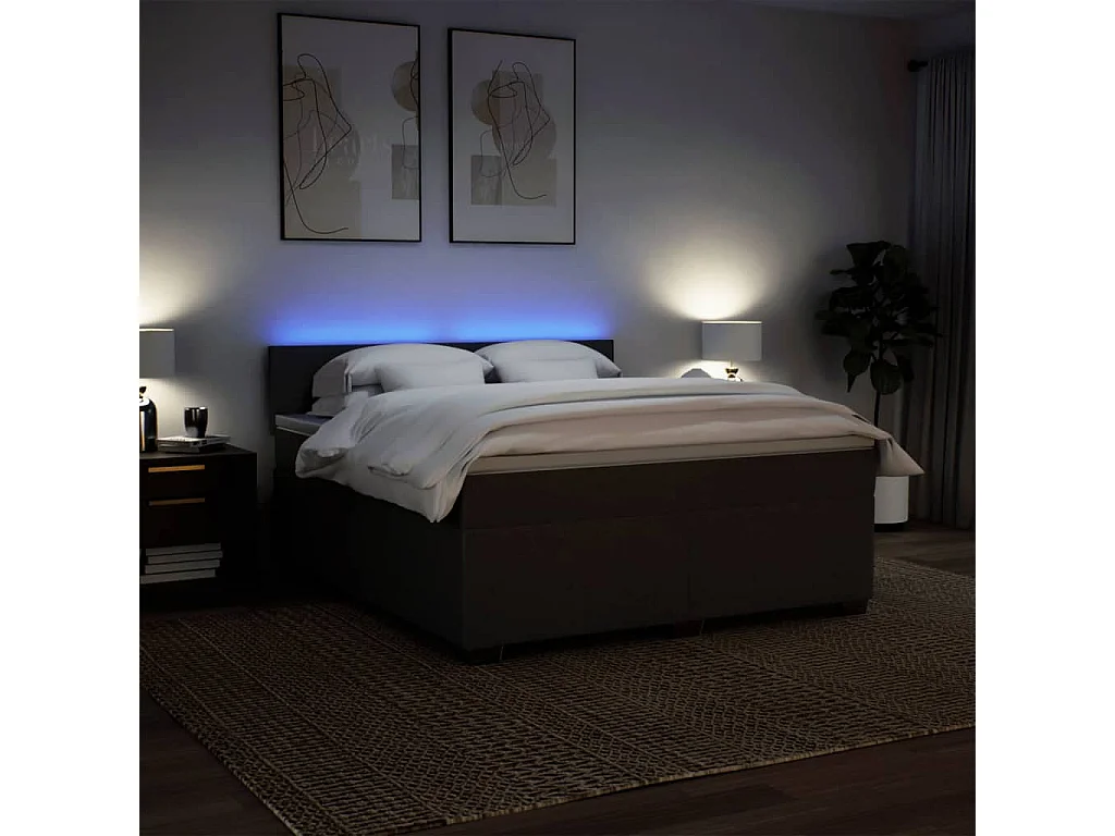 Cama box spring con colchón tela gris claro 180x200 cm