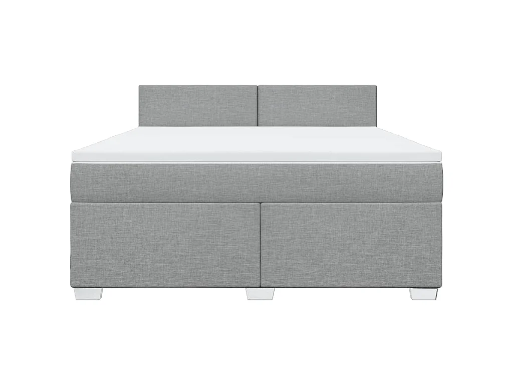 Cama box spring con colchón tela gris claro 180x200 cm