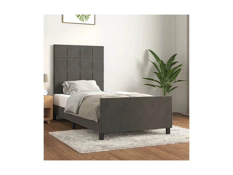Bettgestell ohne Matratze Dunkelgrau 90x200 cm Samt