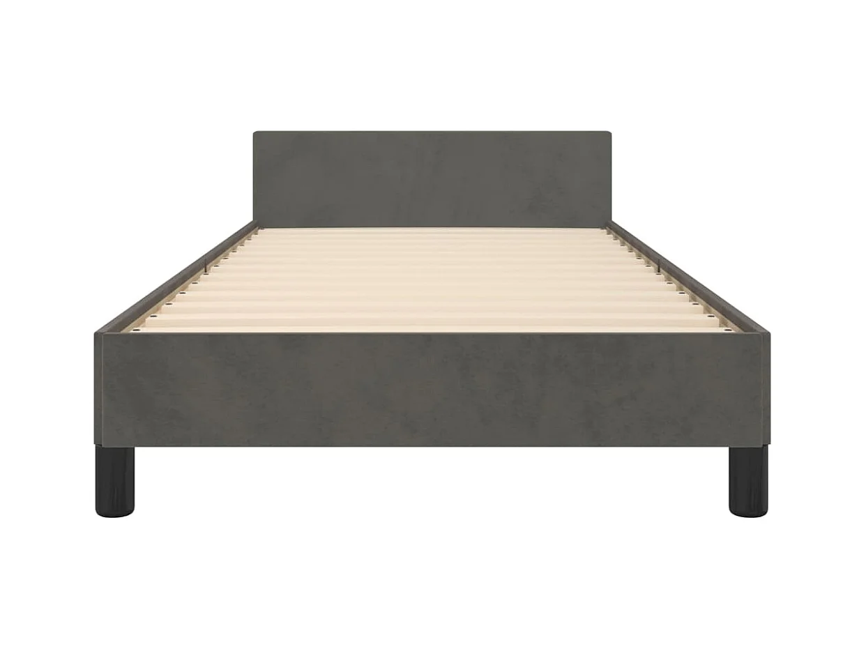 Cadre de lit sans matelas gris foncé 90x200 cm velours