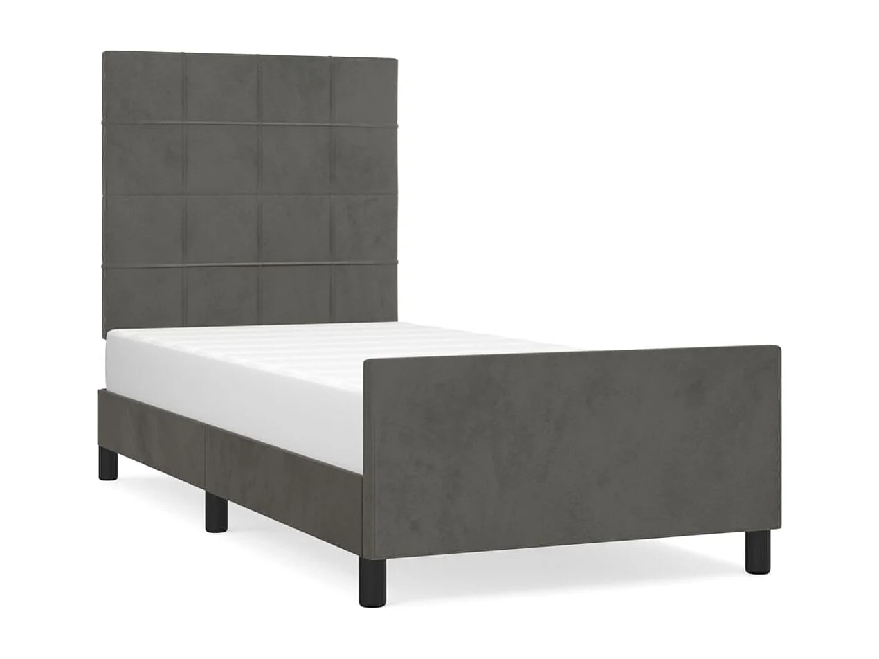 Cadre de lit sans matelas gris foncé 90x200 cm velours