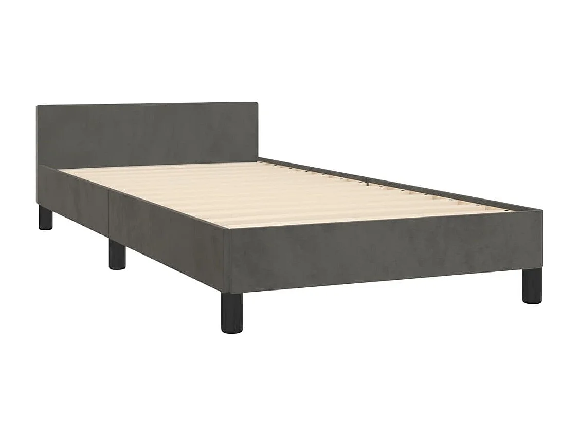 Cadre de lit sans matelas gris foncé 90x200 cm velours