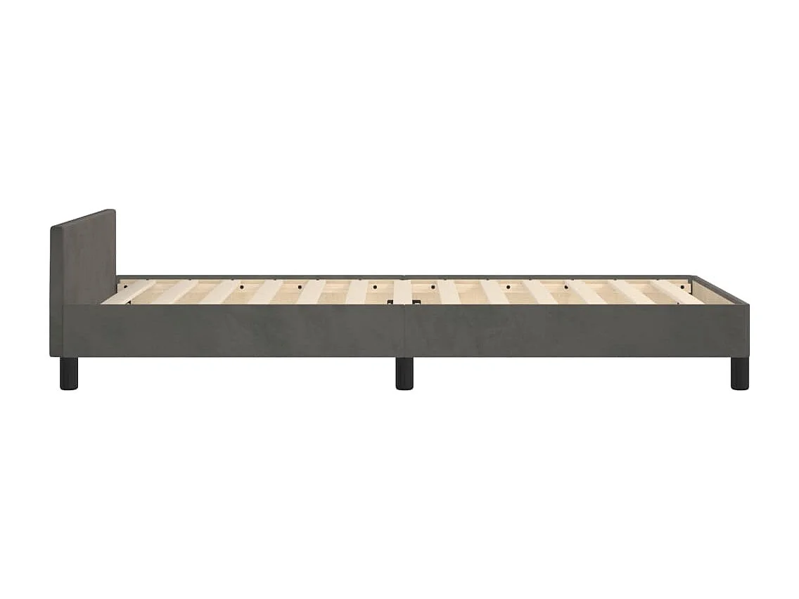Cadre de lit sans matelas gris foncé 90x200 cm velours