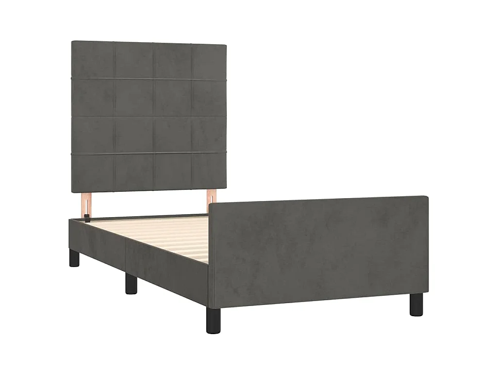 Cadre de lit sans matelas gris foncé 90x200 cm velours