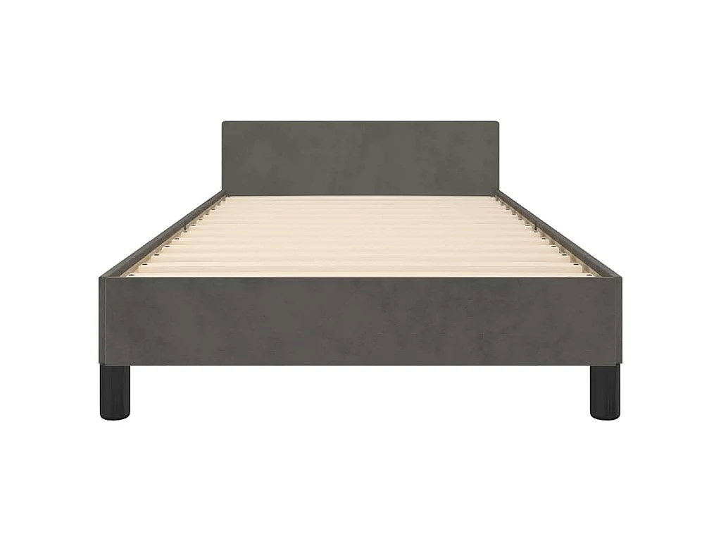 Cadre de lit sans matelas gris foncé 90x200 cm velours