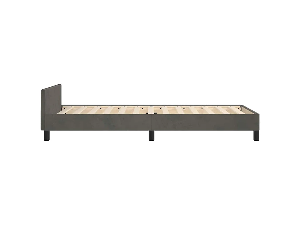 Cadre de lit sans matelas gris foncé 90x200 cm velours
