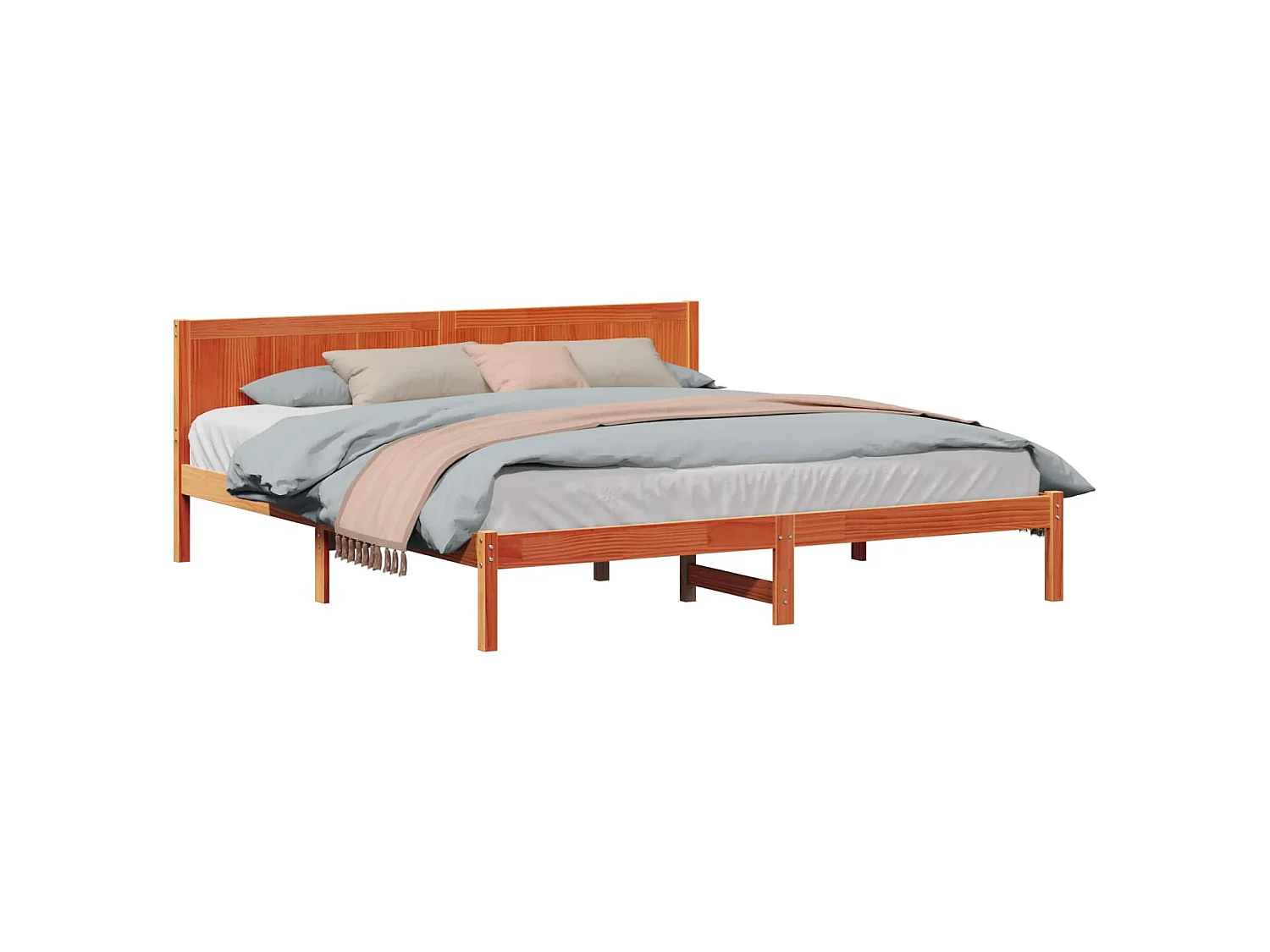 Estructura de cama Marrón 180 x 200 cm Madera maciza de Pino