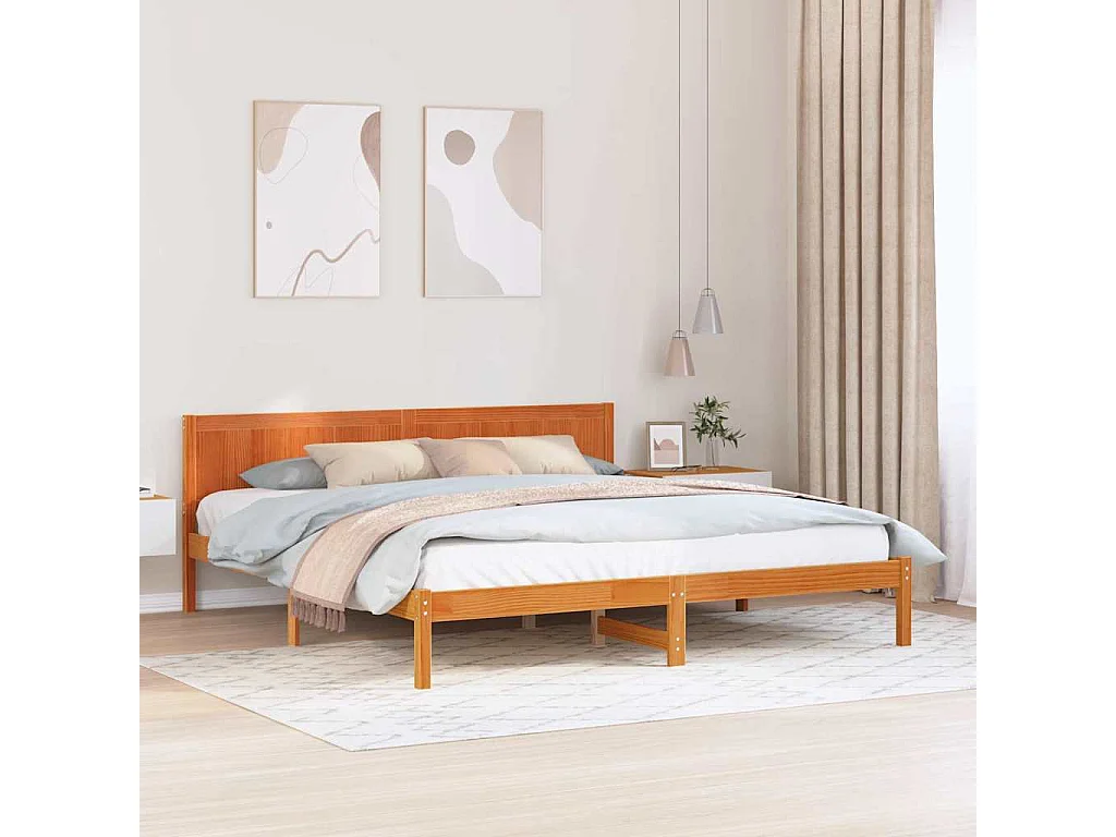 Estructura de cama Marrón 180 x 200 cm Madera maciza de Pino