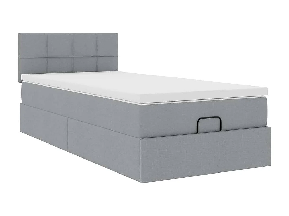 Pouf Letto con Materasso e LED Grigio Chiaro 90x200 cm Tessuto