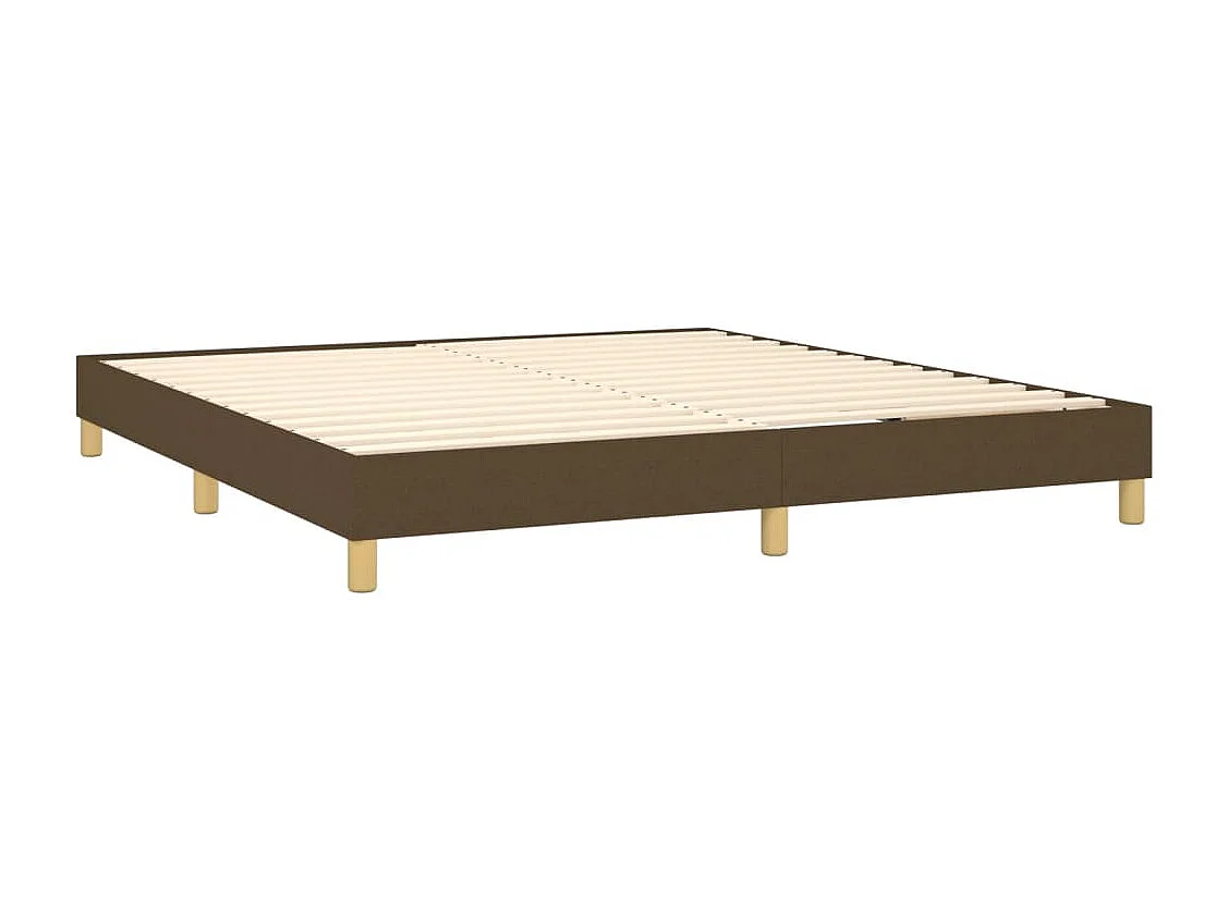 Cama box spring c/ colchão/LED 180x200cm tecido castanho-escuro
