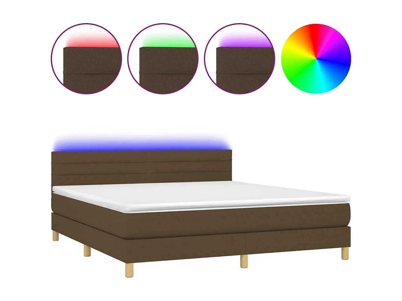 Boxspring met matras en LED stof donkerbruin 180x200 cm