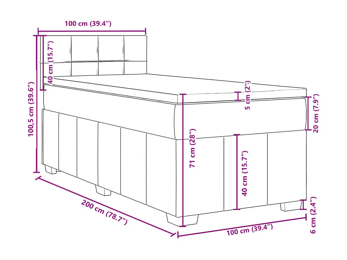 Sommier à lattes de lit avec matelas Crème 100x200 cm Tissu