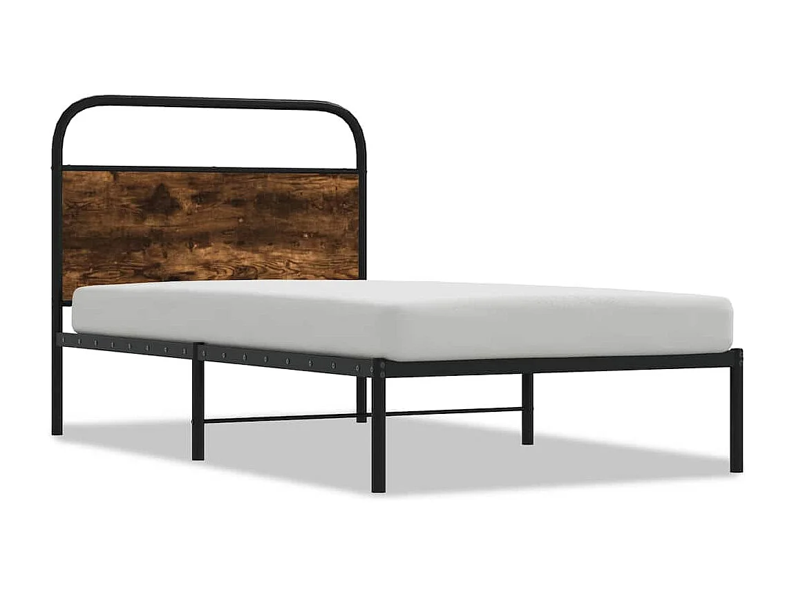 Cadre de lit sans matelas 90x200cm chêne fumé bois d'ingénierie