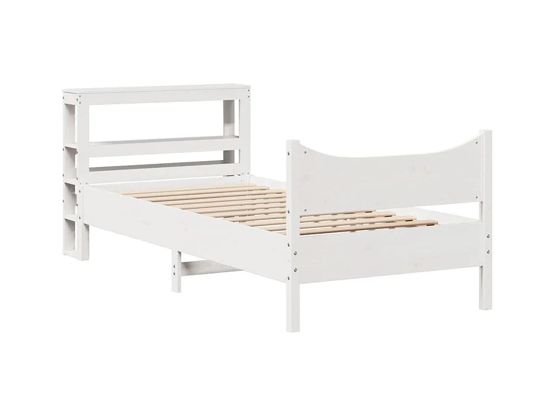 Cadre de lit avec tête de lit blanc 90x200cm bois de pin massif