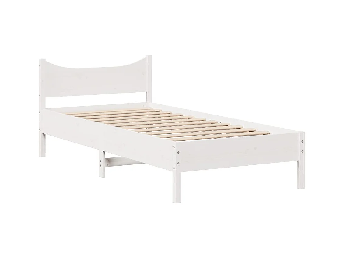 Cadre de lit avec tête de lit blanc 90x200cm bois de pin massif