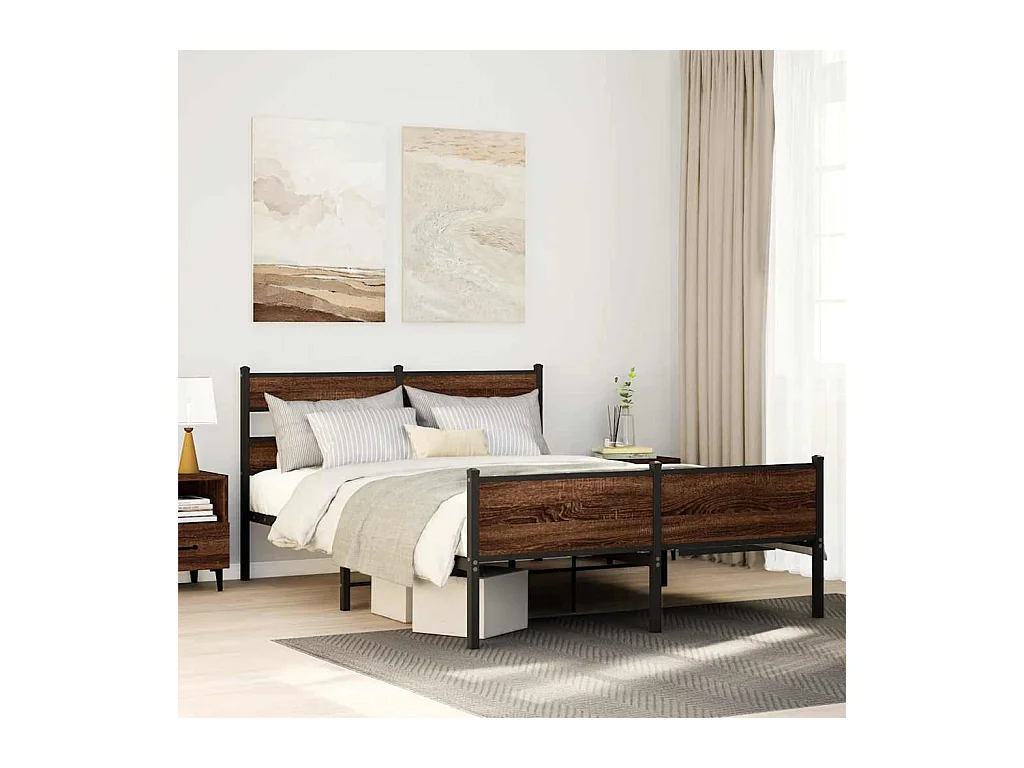 Estrutura cama s/ colchão derivados madeira carvalho castanho