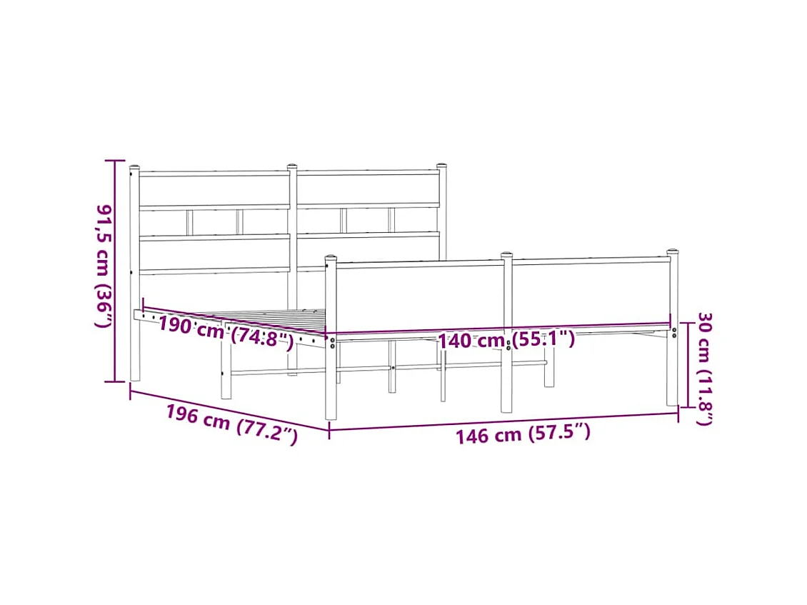 Estrutura cama s/ colchão derivados madeira carvalho castanho