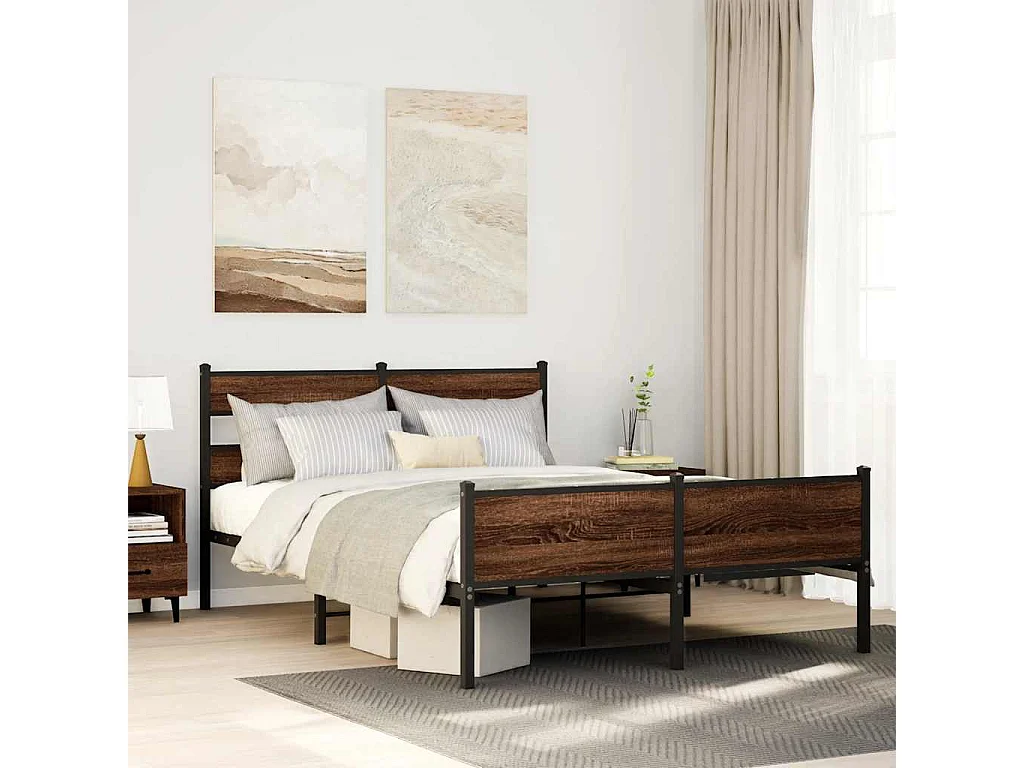 Cadre de lit sans matelas chêne marron 140x190 cm