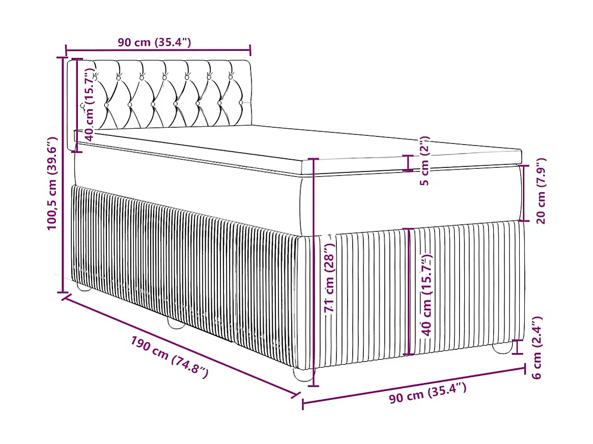 Boxspringbett mit Matratze Dunkelgrün 90x190 cm Samt