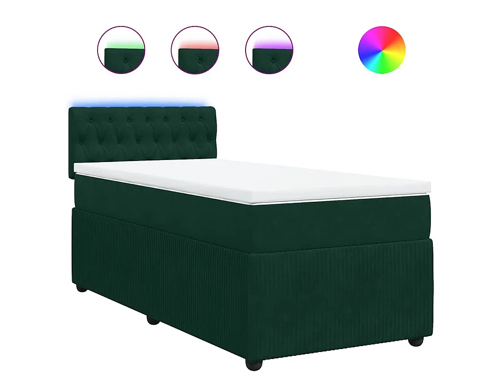 Sommier à lattes de lit avec matelas Vert foncé 90x190 cm
