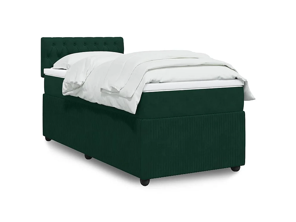 Sommier à lattes de lit avec matelas Vert foncé 90x190 cm