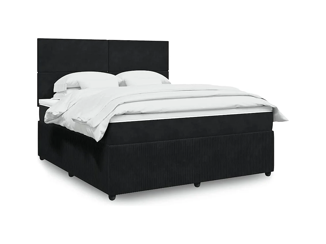 Boxspringbett mit Matratze Schwarz 180x200 cm Samt