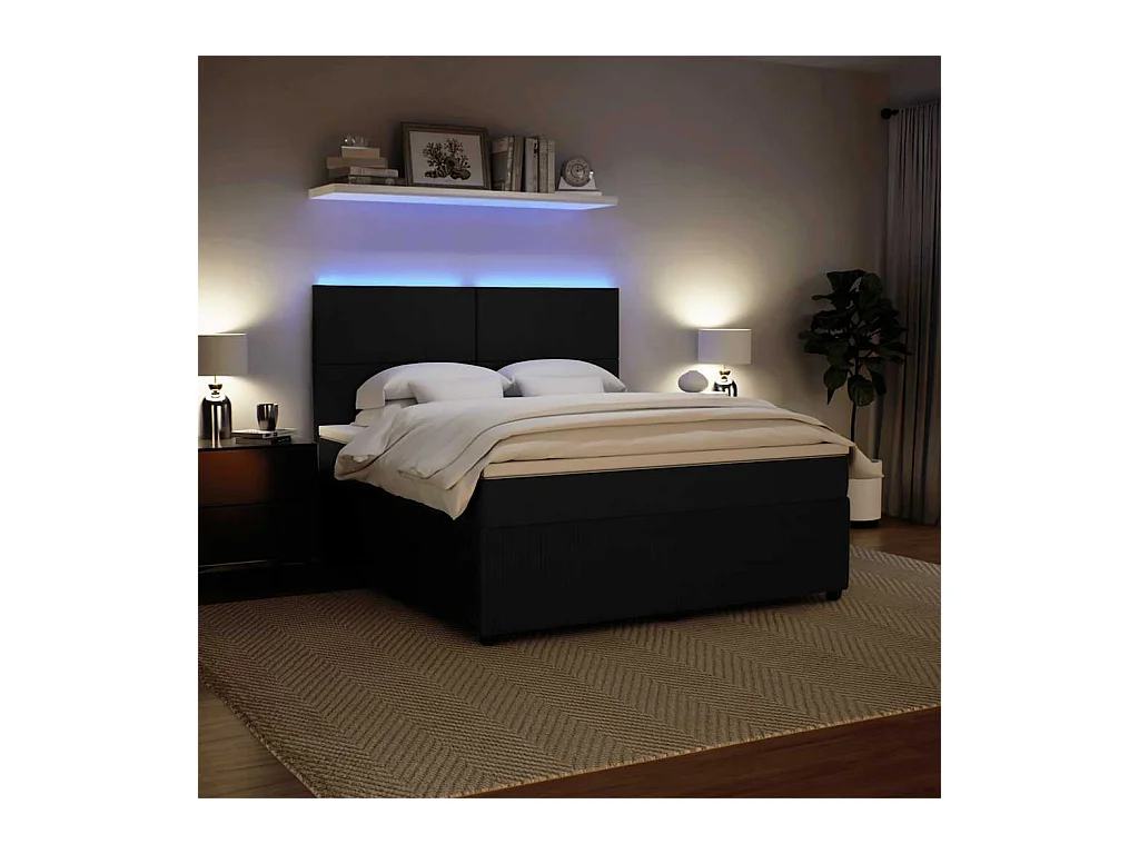 Boxspringbett mit Matratze Schwarz 180x200 cm Samt