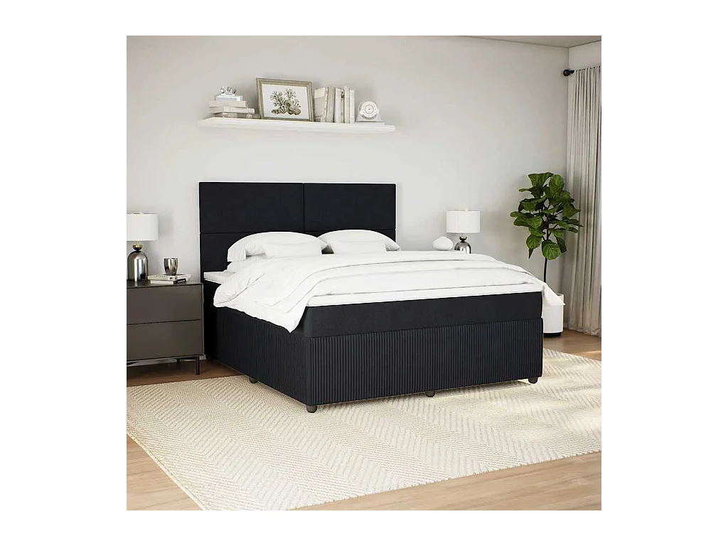 Boxspringbett mit Matratze Schwarz 180x200 cm Samt