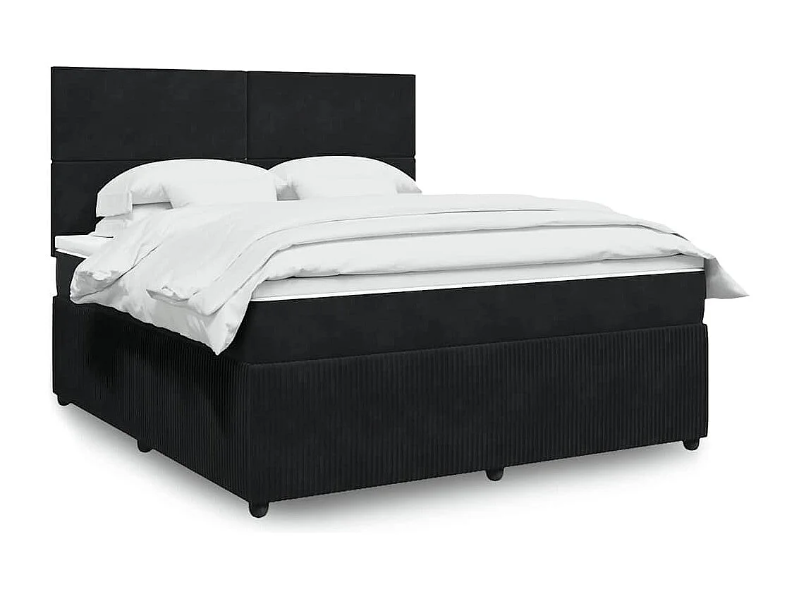 Giroletto a Molle con Materasso Nero 180x200 cm in Velluto