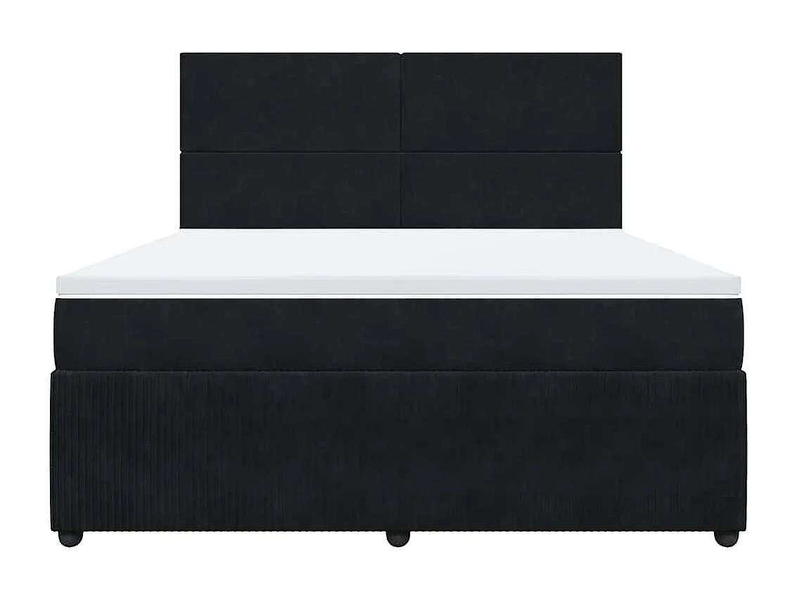 Giroletto a Molle con Materasso Nero 180x200 cm in Velluto