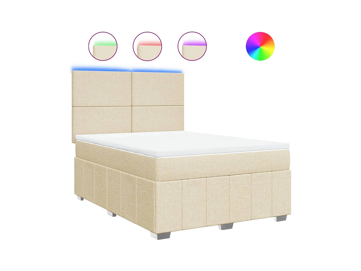 Sommier à lattes de lit avec matelas Crème 140x200 cm Tissu