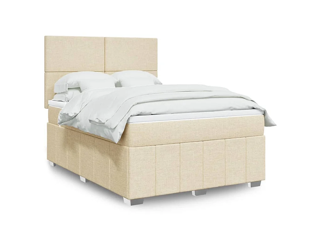 Giroletto a Molle con Materasso Crema 140x200 cm in Tessuto