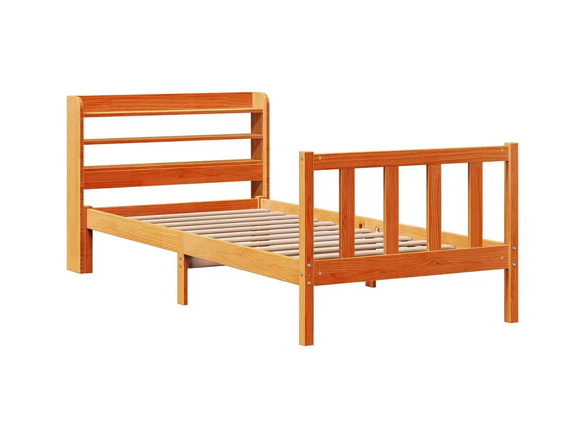 Giroletto con Testiera Marrone Cera 100x200 cm Massello Pino