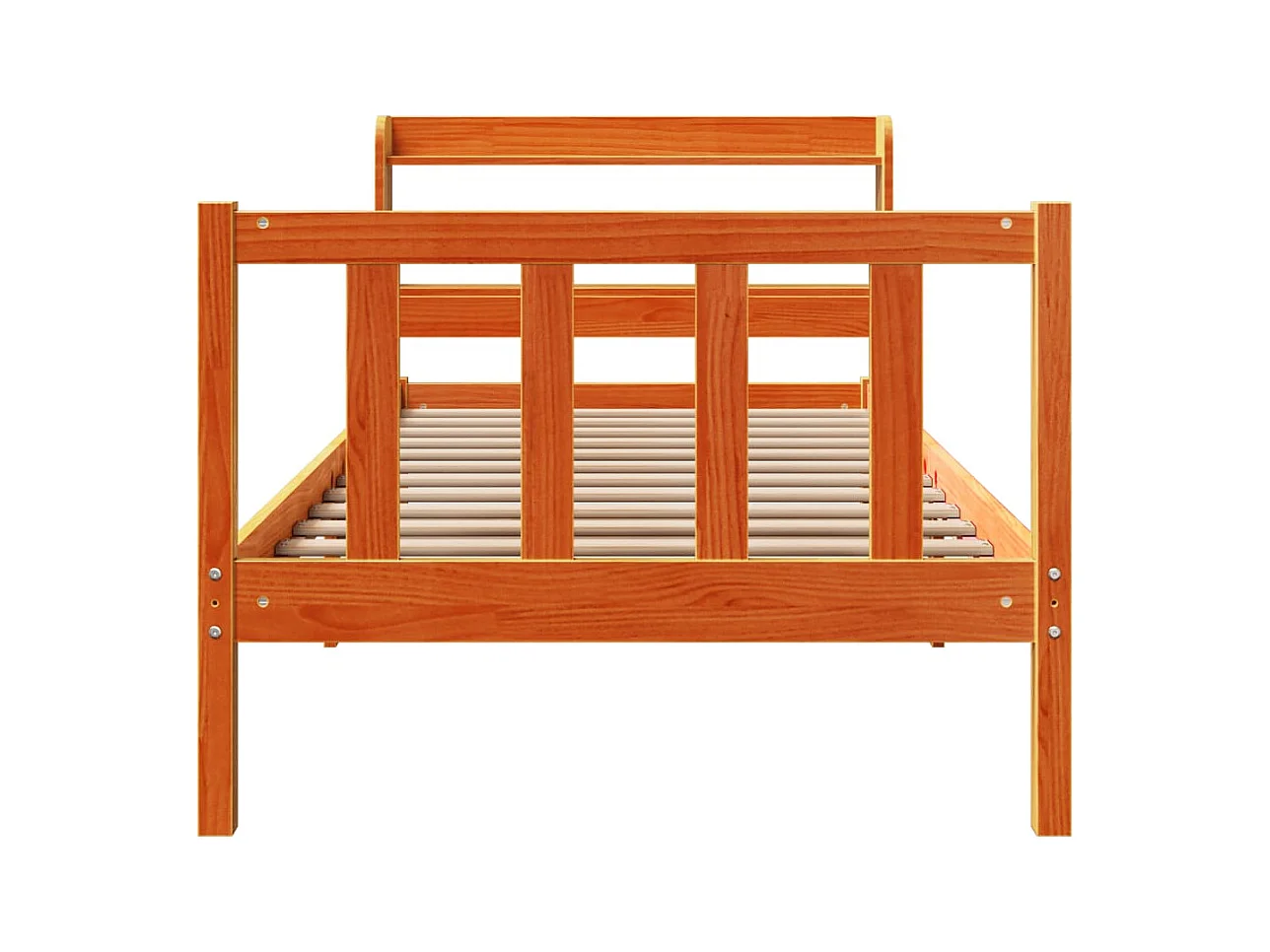 Giroletto con Testiera Marrone Cera 100x200 cm Massello Pino