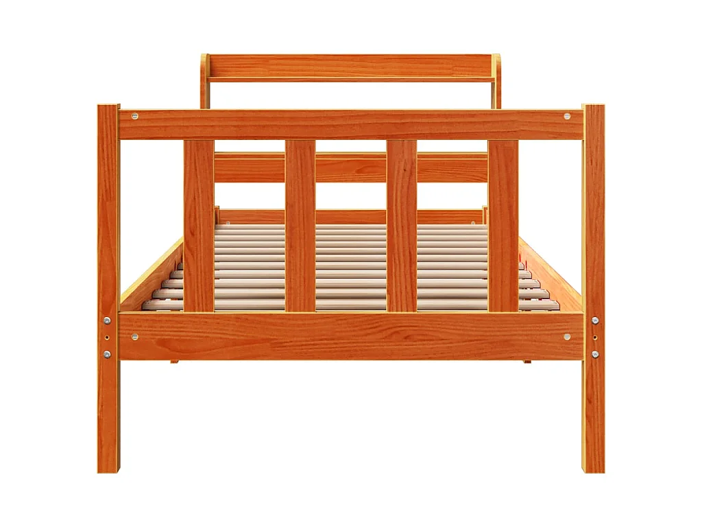 Bedframe met hoofdbord massief grenenhout wasbruin 100x200 cm