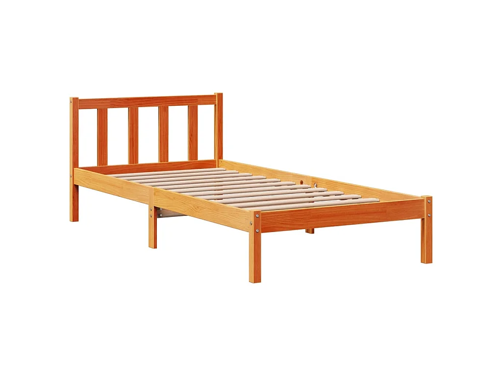Bedframe met hoofdbord massief grenenhout wasbruin 100x200 cm
