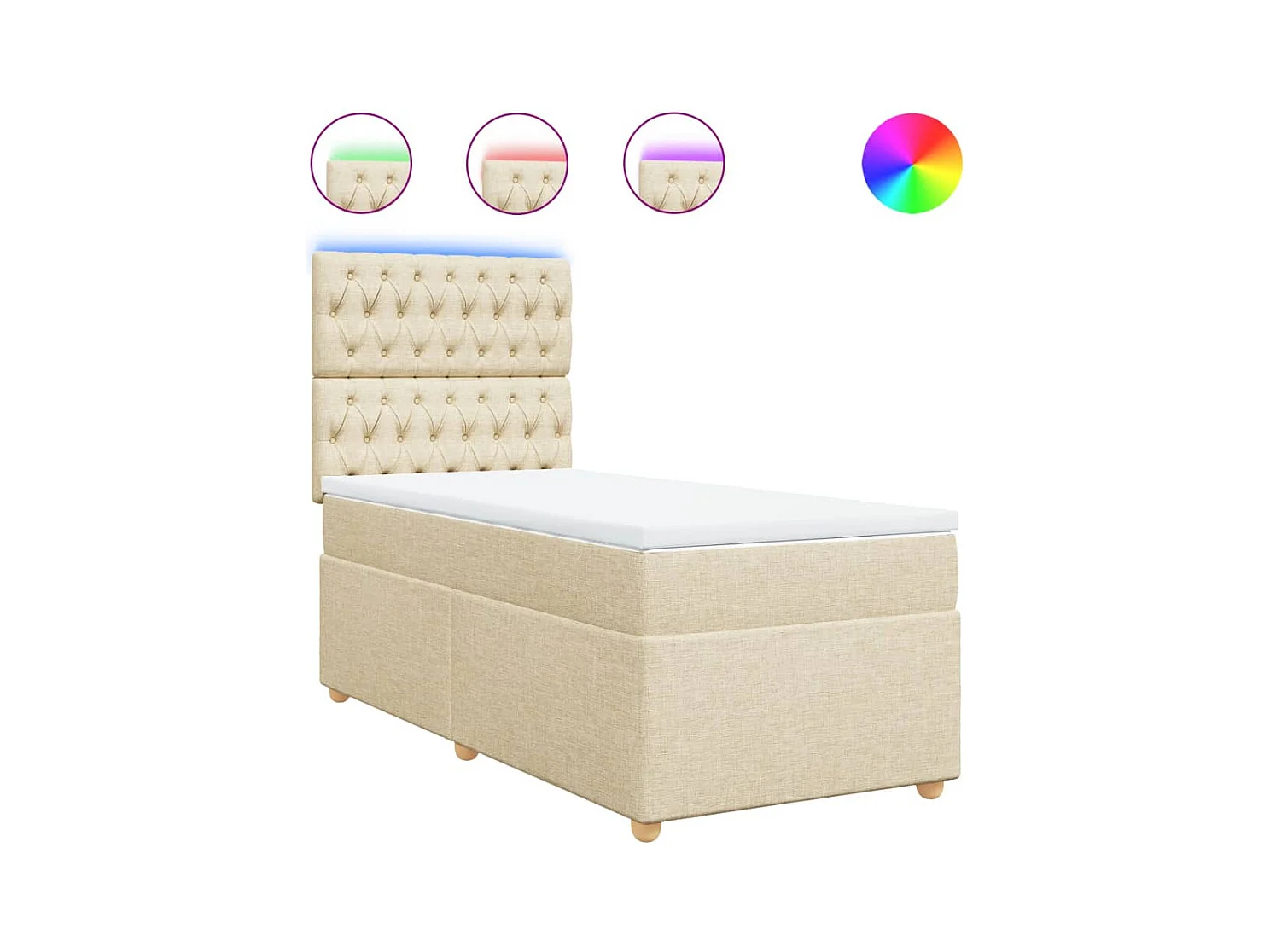 Boxspring met matras stof crèmekleurig 90x200 cm