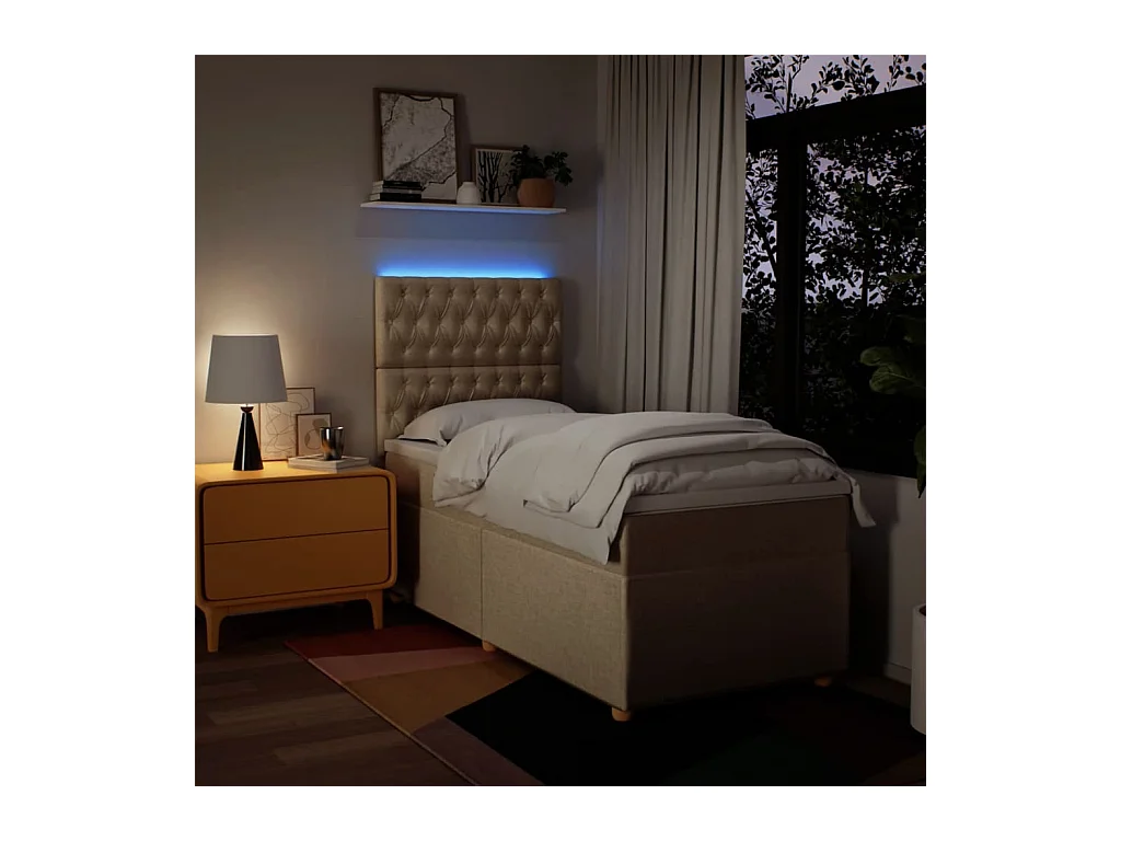 Boxspring met matras stof crèmekleurig 90x200 cm