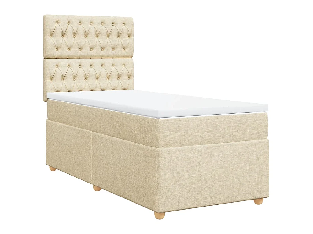 Sommier à lattes de lit avec matelas Crème 90x200 cm Tissu