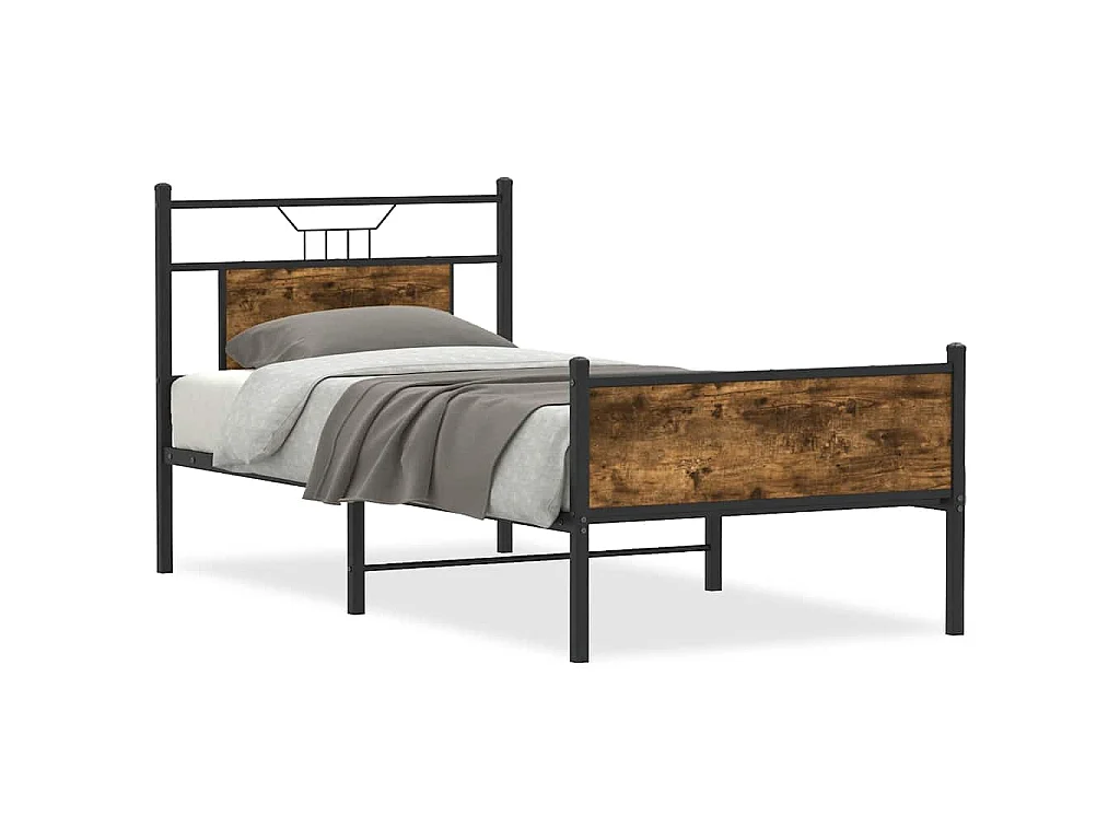 Cadre de lit sans matelas chêne fumé 90x190cm bois d'ingénierie