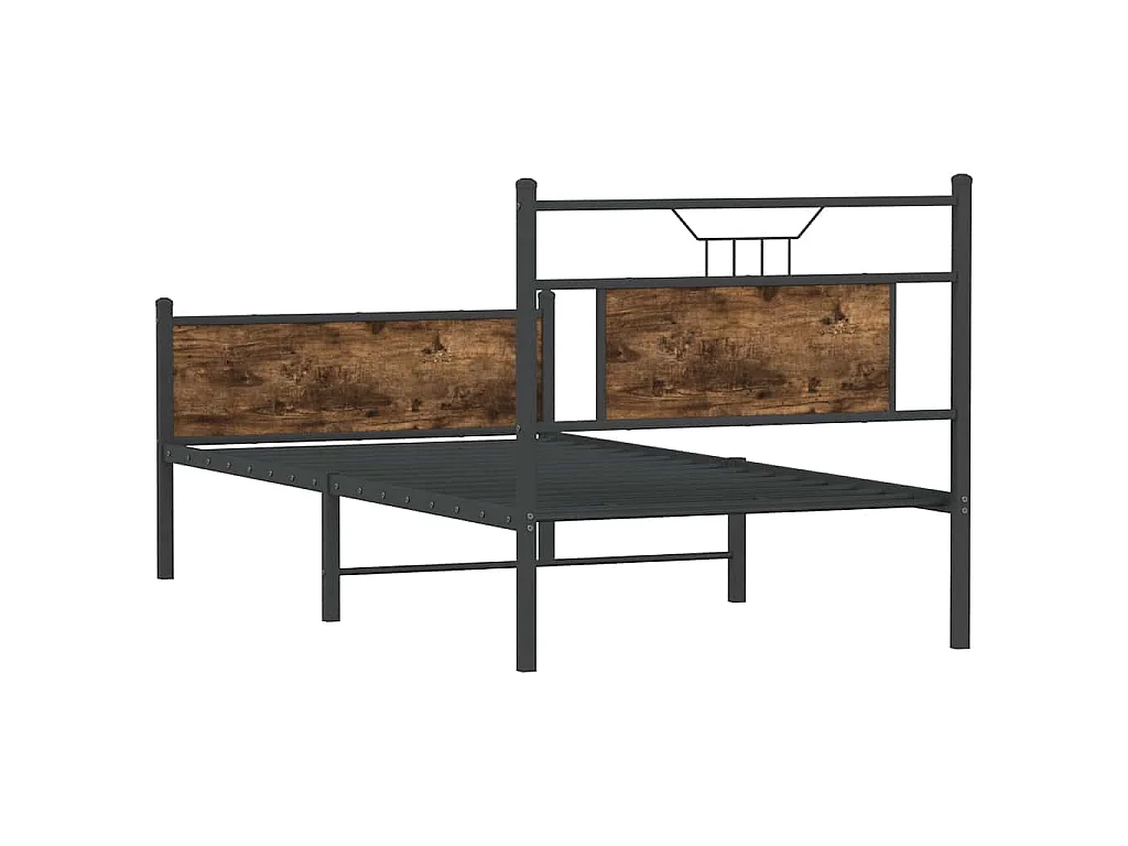 Cadre de lit sans matelas chêne fumé 90x190cm bois d'ingénierie