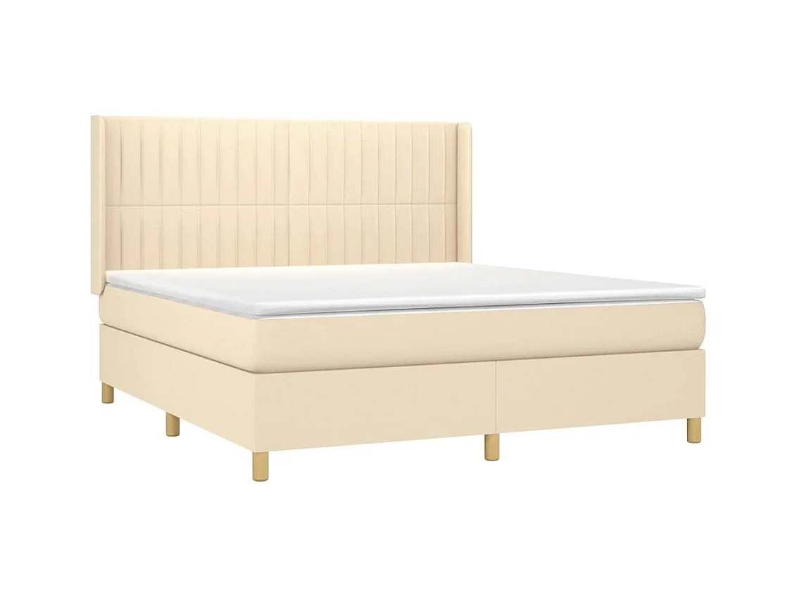 Sommier à lattes de lit matelas et LED Crème 180x200 cm Tissu