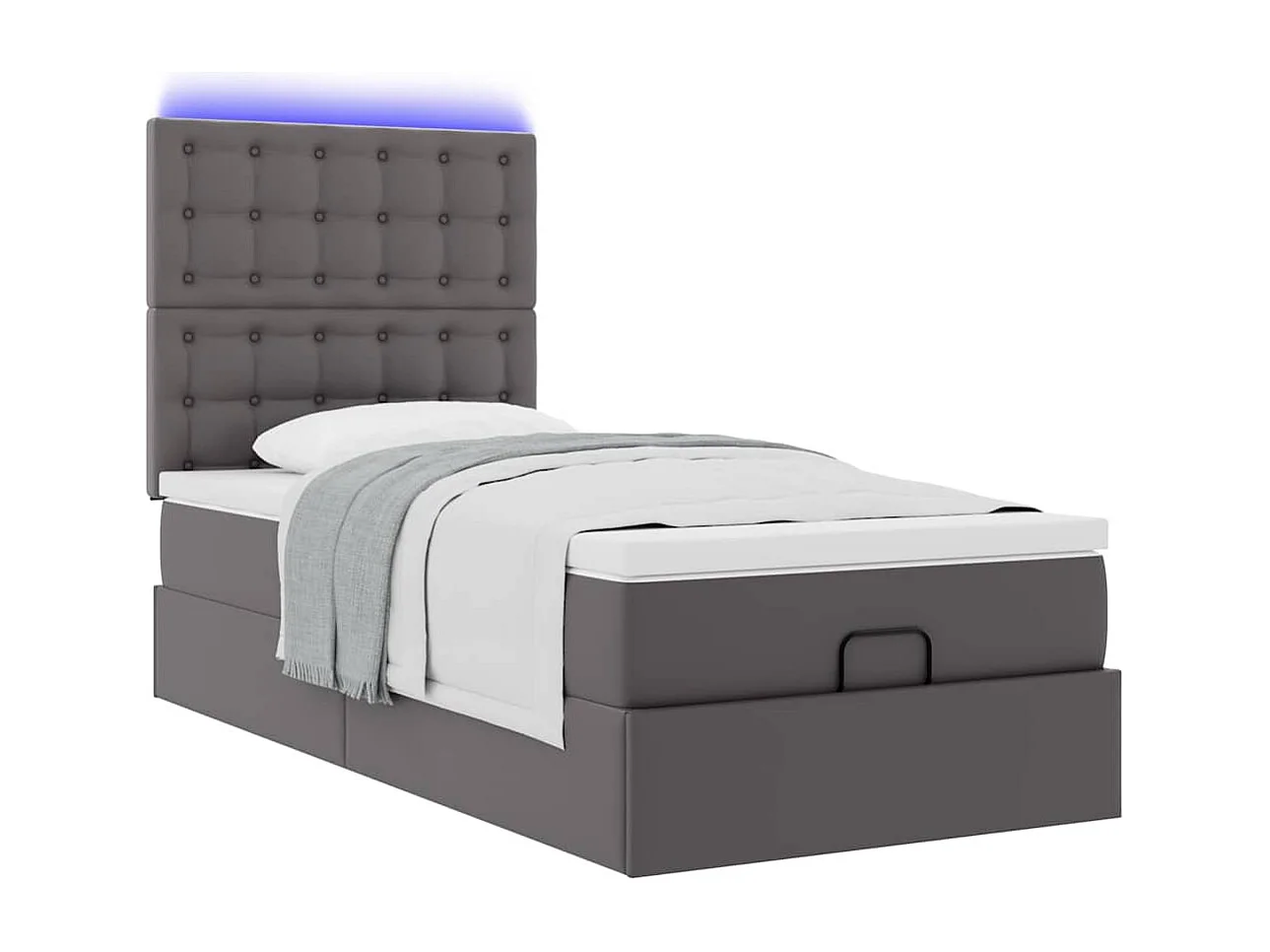 Ottoman bed met matras en LED's 100x200cm kunstleer grijs